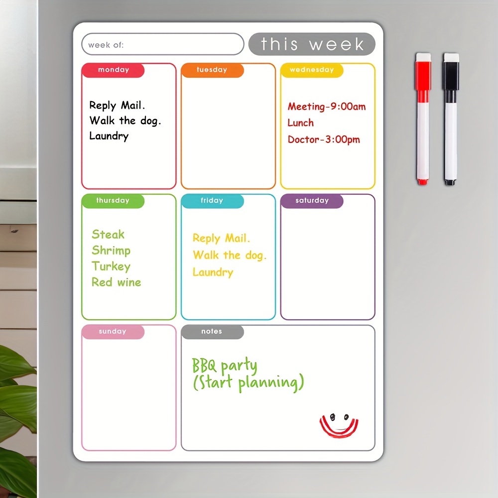 Magnetic Calendar Board - Planejador Semanal Magnético A4, Quadro Branco