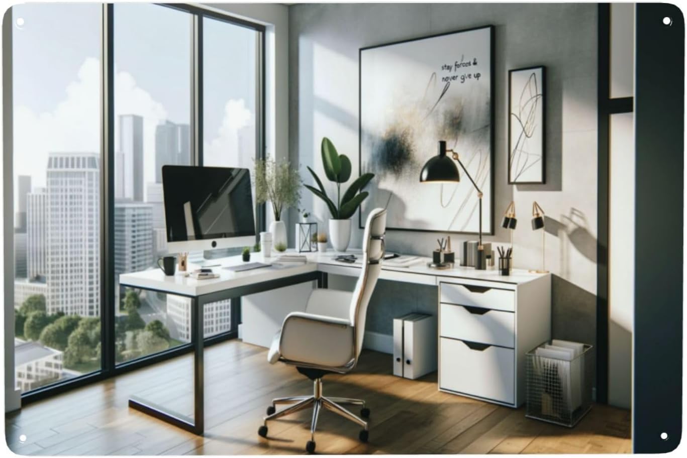 Home Office Room Inspiration - Placas de metal minimalistas modernas para