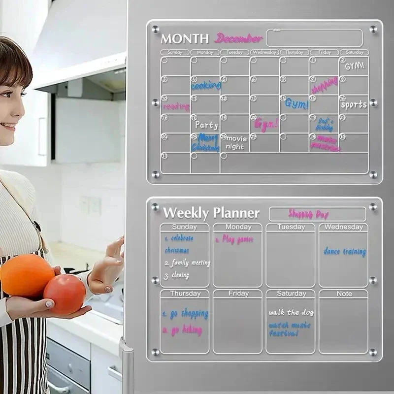 Magnetic Calendar Board - Adesivo magnético de geladeira, calendário acrílico