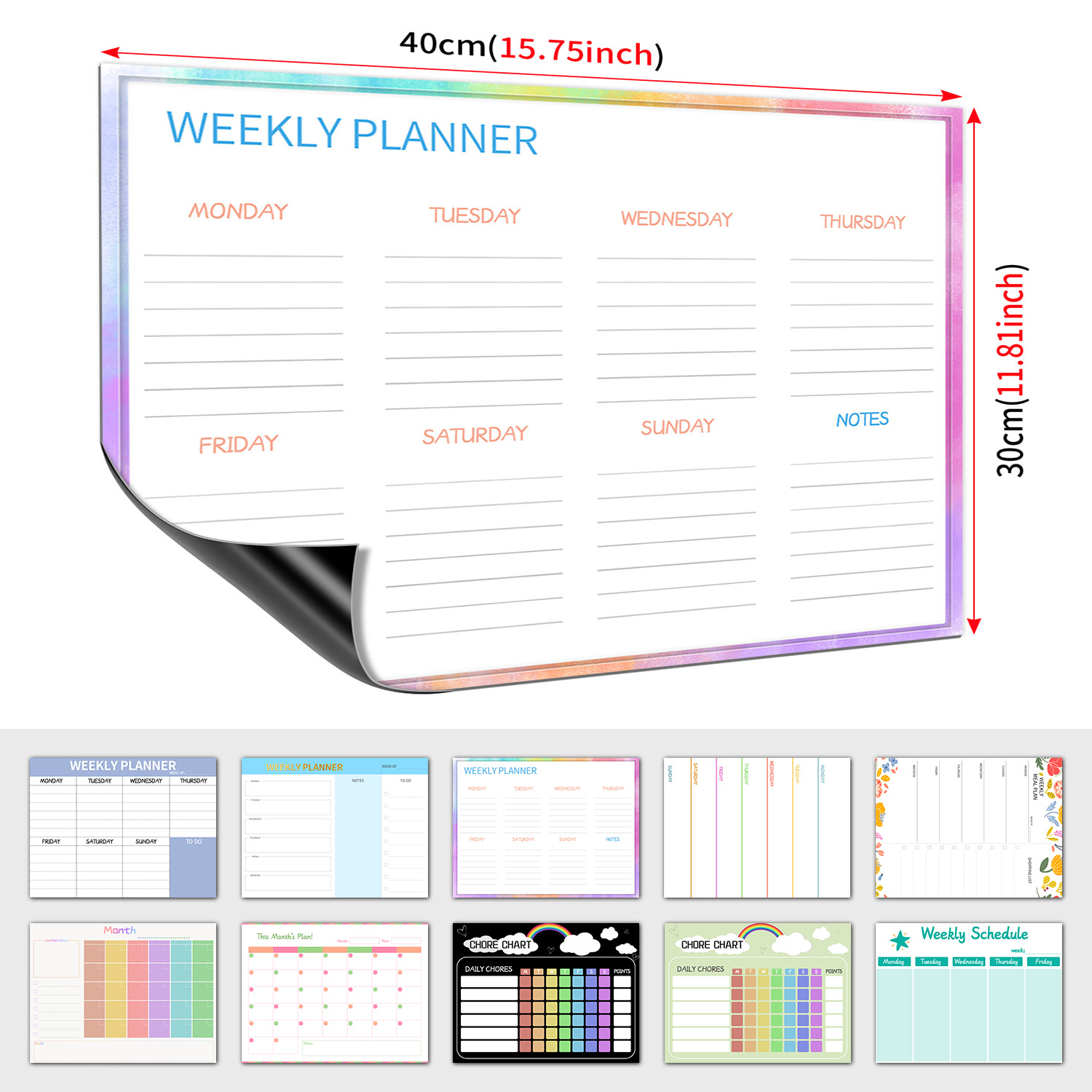 Magnetic Calendar Board - Planejador semanal magnético para geladeira, quadro