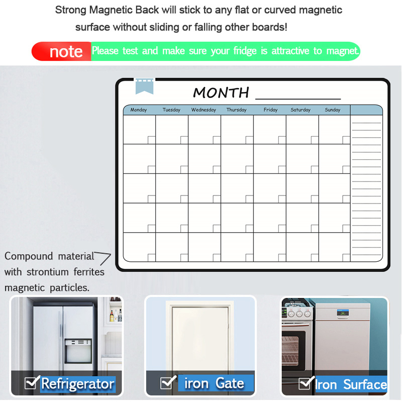 A3 tamanho magnético mensal pl - Magnetic Calendar Board avaliação e preço